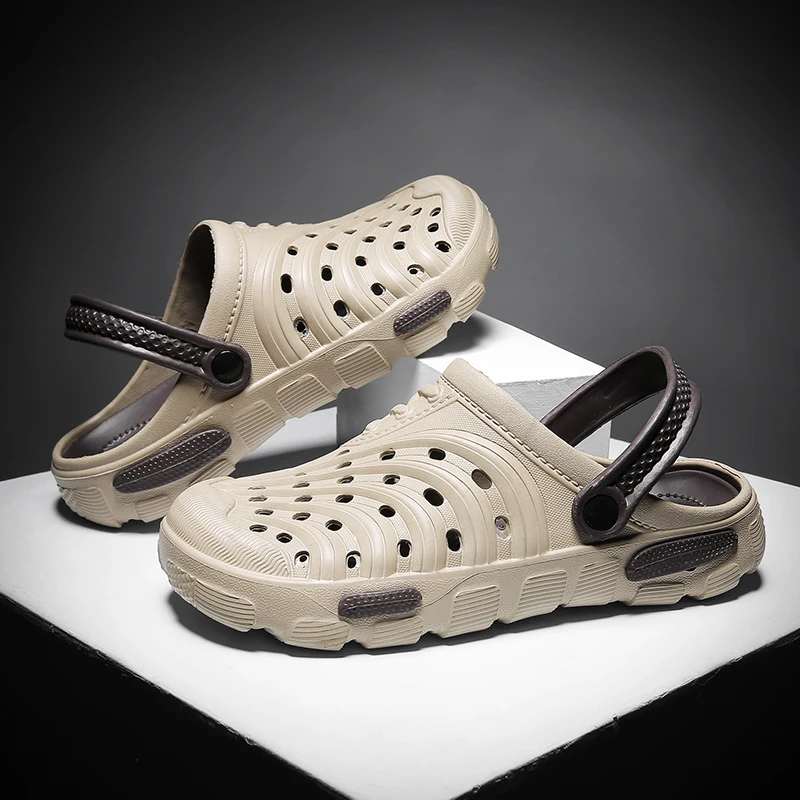 PULOMIES Summer Men Slippers Sandals Massage Clogs Outdoor Garden Shoes Men Pool Sandals Bathroom Slides Mules Beach Slippers