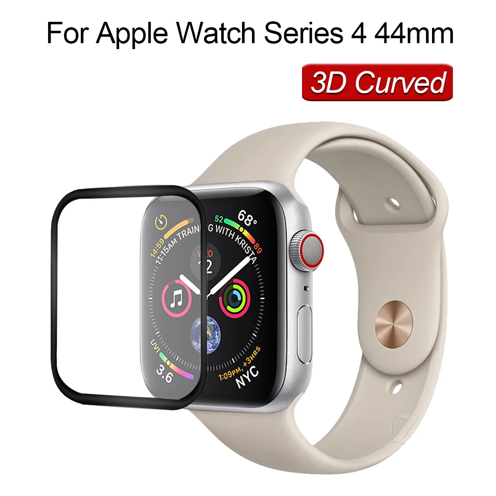 3D изогнутое закаленное стекло для Apple Watch Series 4 44 мм Защитная пленка для экрана полное покрытие защитное стекло без пузырьков 9h glas