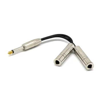 

ROHS Audio Cable 1pc 0.2M Male To Dual 1/4 Inch Female Mono Y Splitter