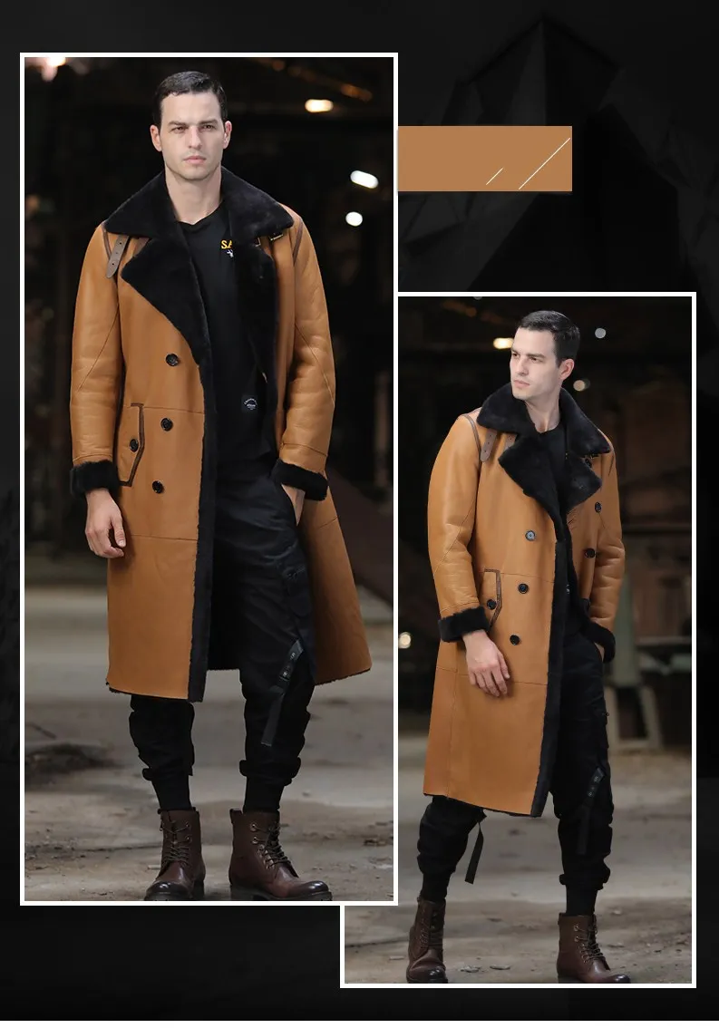 Женская модная куртка из натуральной кожи, зимнее теплое меховое пальто. Куртки из овчины, длинного размера плюс овечья шерсть