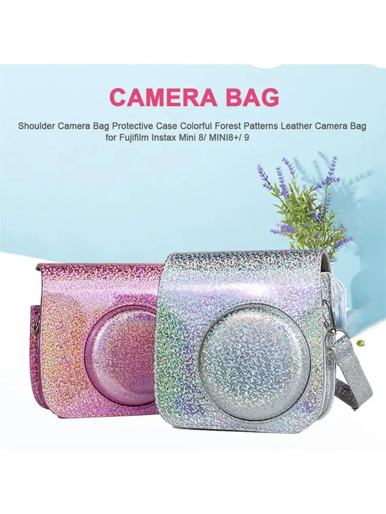 

2019 New Shoulder Camera Bag Protective Case Colorful Forest Patterns Leather Camera Bag For Fujifilm Instax Mini 8/ MINI8+/ 9