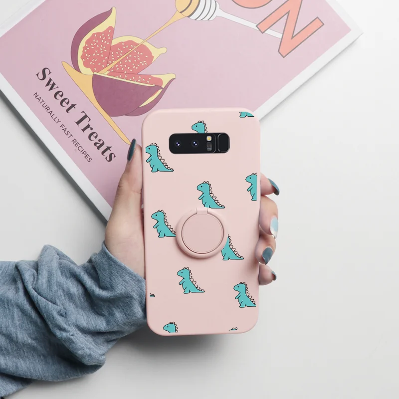 For Samsung Galaxy Note 10 9 8 Case Magnetic Ring Holder Fundas For Samsung GalaxyNote10 GalaxyNote9 GalaxyNote8 Flower TPU Etui kawaii samsung cases Cases For Samsung