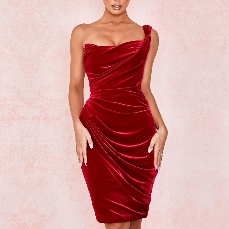 wine red one piece dress