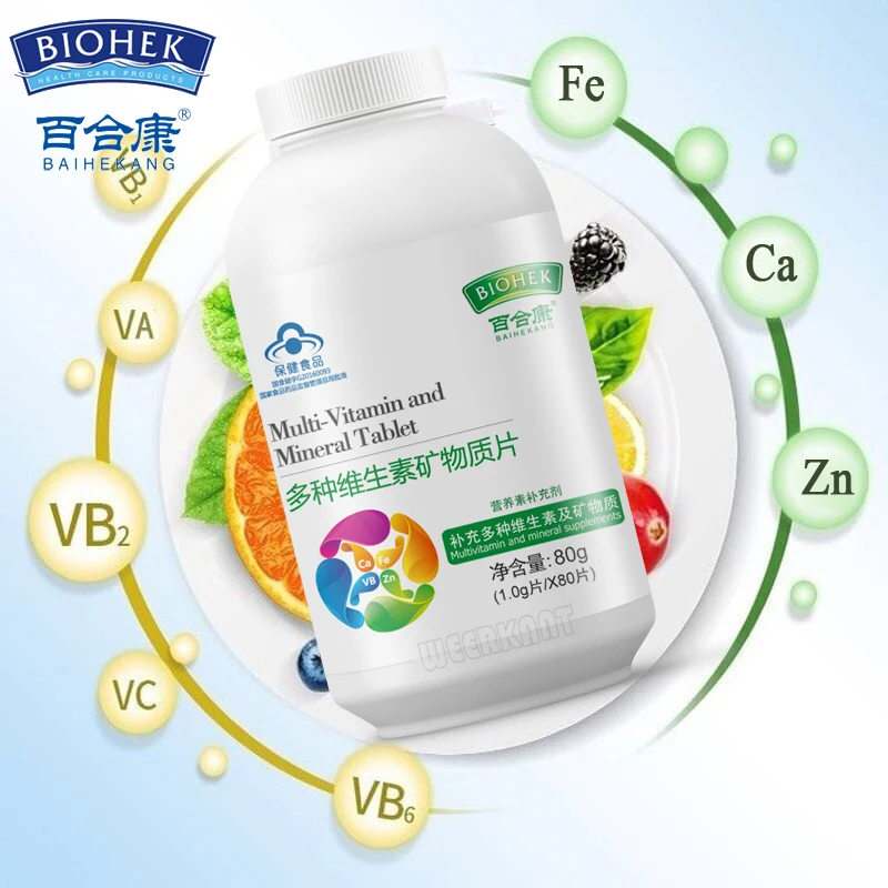 

2 Bottles Multi Vitamin and Mineral Tablet Supplements Calcium carbonate Zinc Gluconate Ferrous Gluconate Vitamin B1 B2 B6