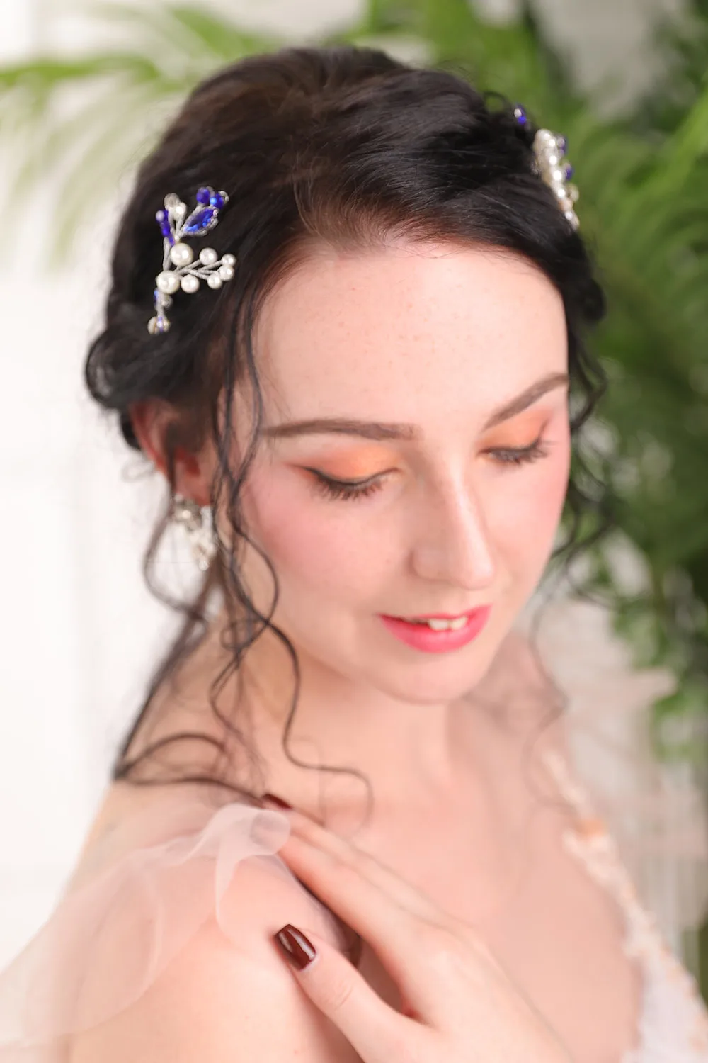 Chic Blue Silver Bridesmaid gift Wedding Birde Hair Accessories marriage Hair Jewelry pins Headdress for women