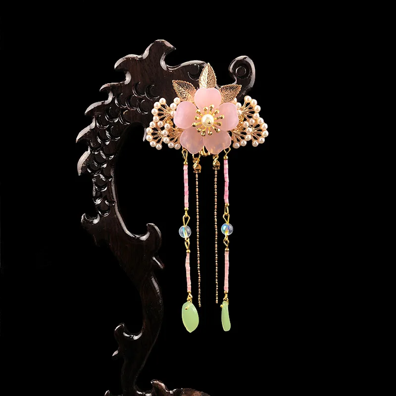 Антикварные Цветочные заколки для волос Винтажный Классический ручной работы шпилька, которая сотрясается при ходьбе аксессуары для волос в стиле ханьфу канзаши расческа для волос украшения косплей