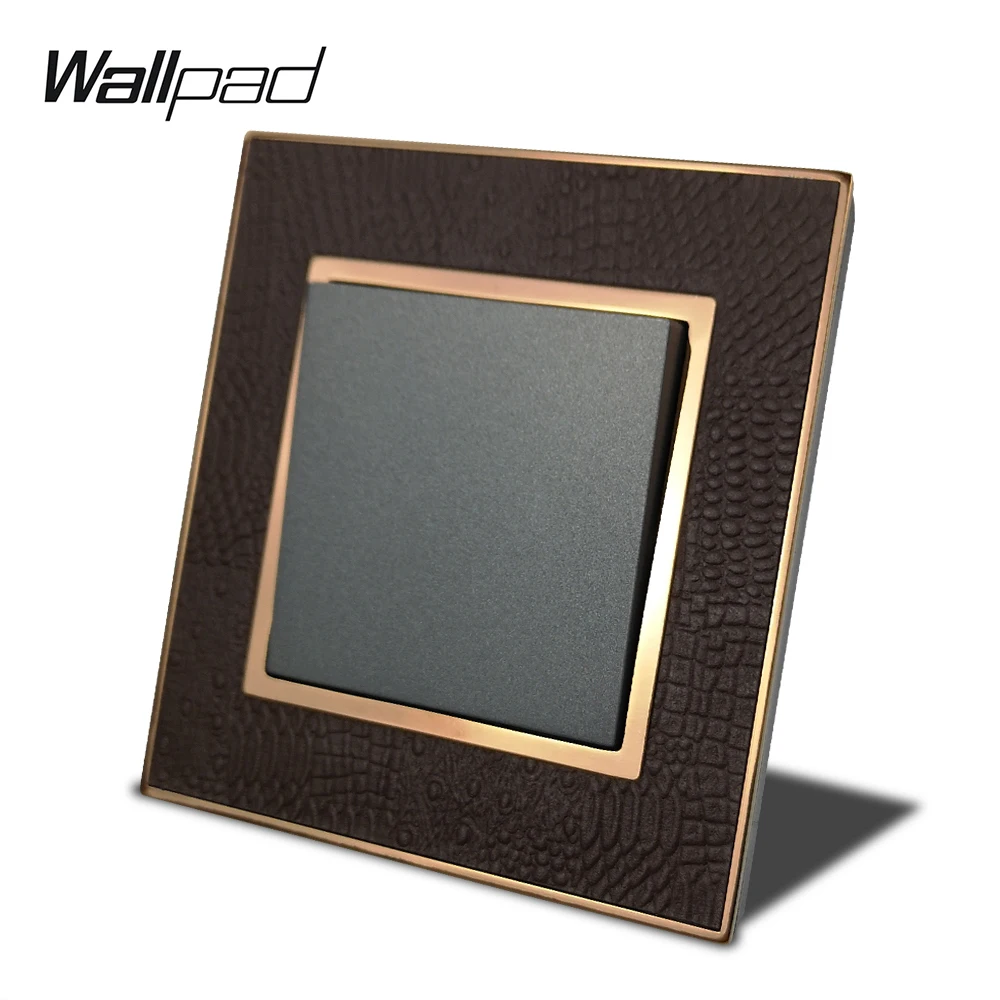 Горячая 1 банда 1 способ Wallpad роскошная кожаная панель Серебряная Золотая рамка переключатель света Настенные переключатели 16A AC 110~ 250V