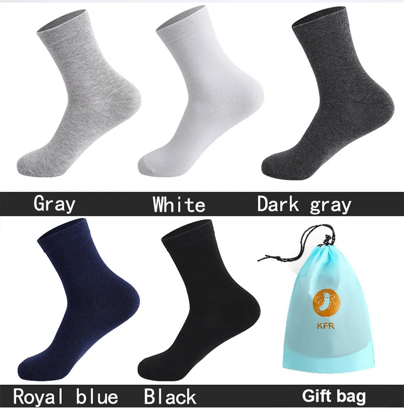 5 пар/лот мужские хлопковые носки новые стильные длинные носки деловые повседневные мужские носки для подарка плюс евро 39-45 с сумкой