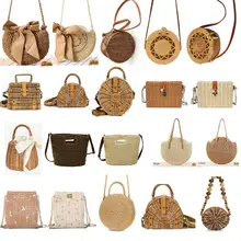 Женские сумочки, сумки через плечо в стиле ретро плетеные сумки летние выходные пляж соломенный тканый ротанг корзина сумка через плечо сумки-мессенджеры