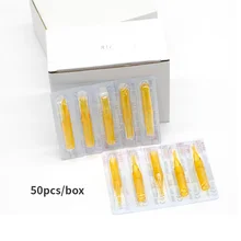 50 шт., асептические одноразовые пластиковые наконечники для татуировки, наконечники для иглы, Перманентный макияж, бровей, губ, машина для татуировки, аксессуары