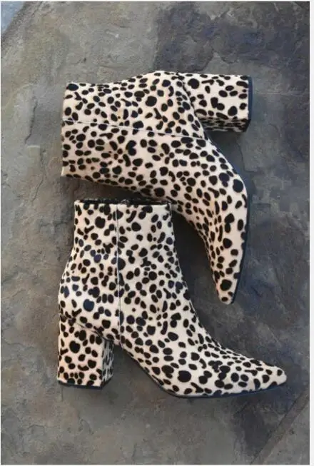 

Leopard Boots Women Sexy Boot Winter Shoes Female High Heels Shoes Ladies Pointed Toe
