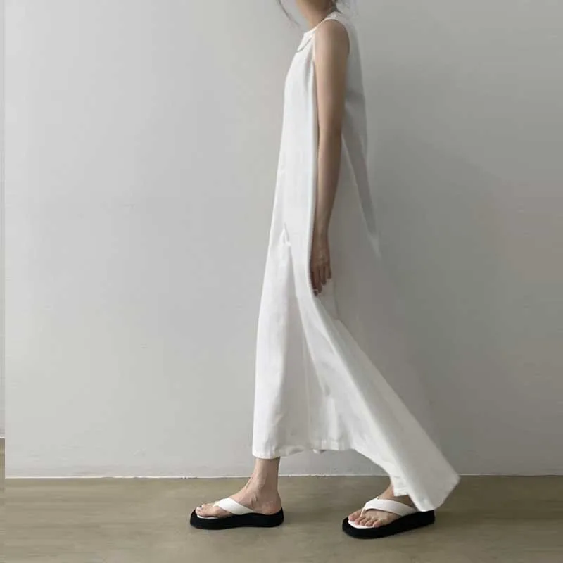 Vintage Cotton Linen Sleeveless Long Dress 2020 New Summer For Women Fashion Plus Size Casual Dress Ladies Beach Dress Vestidos
