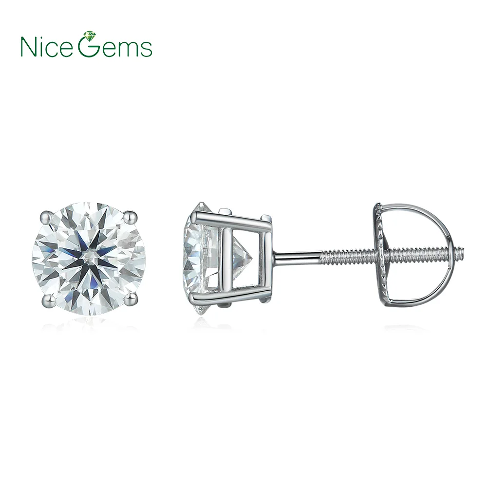Серьги-гвоздики Genuine14K из белого золота 585 пробы 2 0ctw D с круглыми бриллиантами
