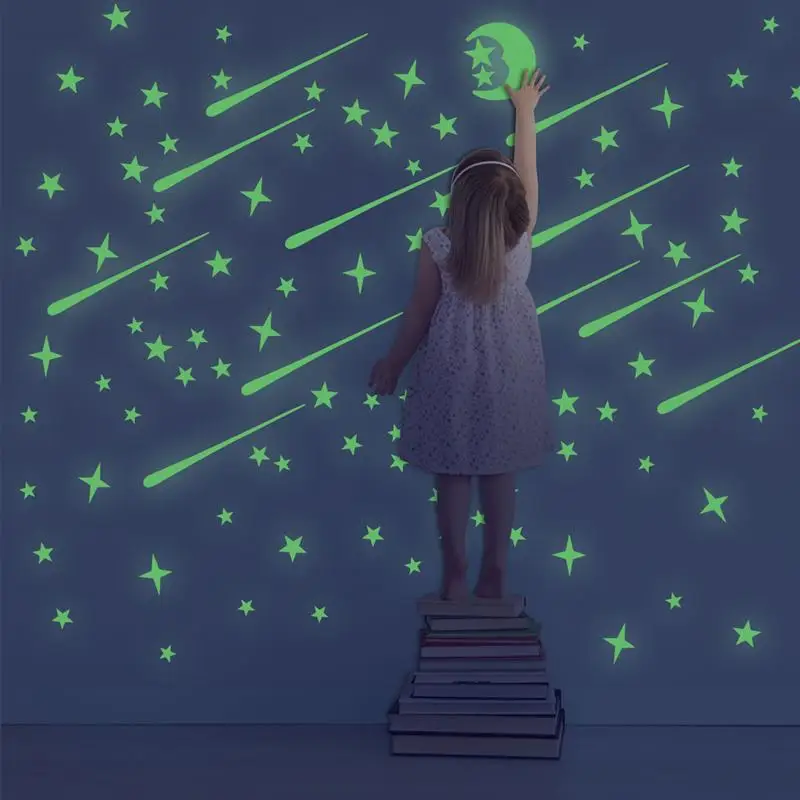 

UNOMOR 216pcs Luminous Wall Stickers Good Night Noctilucence Wall Sticker Kids Rooms Home Decor DIY Art Decal A35