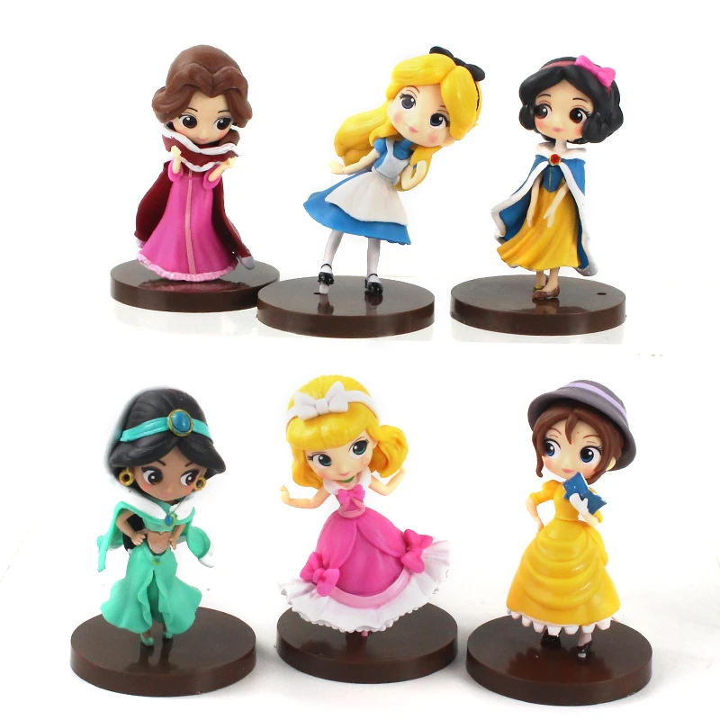6pcs Set 8cm Q Posket Belle Snow White Pvc Figure Toys Princess Dolls Gift For Girl Action Figures Aliexpress