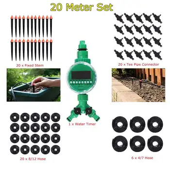 

69Pcs/Set 20m DIY Micro Drip Irrigation System Hose Water Controller Timer Adjustable Drippers Automatic Garden Watering Kits