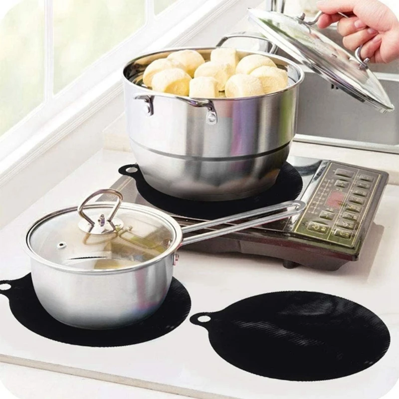 4 Pieces Induction Cooker Protector Mat Stovetop Burners Covers Silicone Mat Pad Non-Slip Protective Mat for Kitchen