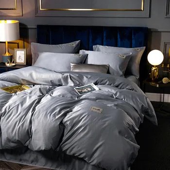 

High-End 60 Tencel Washing Four-piece Set Summer Cool and Refreshing Bare Sleeping Double-Sided Silky Bedding Article