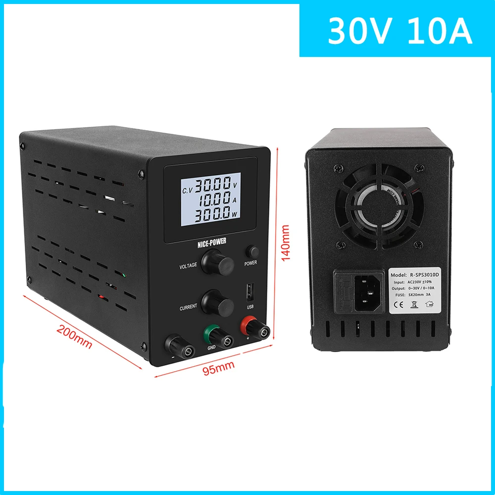 

30V 10A USB laboratory Power Supply DC Switching adjustable Bench Source Digital Voltage Stabilizer LCD screen 0.001A 30V