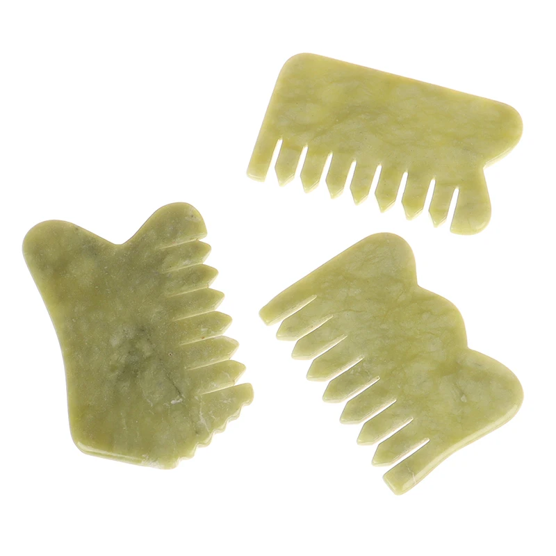 1PCS Natural Jade Stone Comb Guasha Board Comb Shape Massage Hand Massager Relaxation Comb Health Care 3 Types