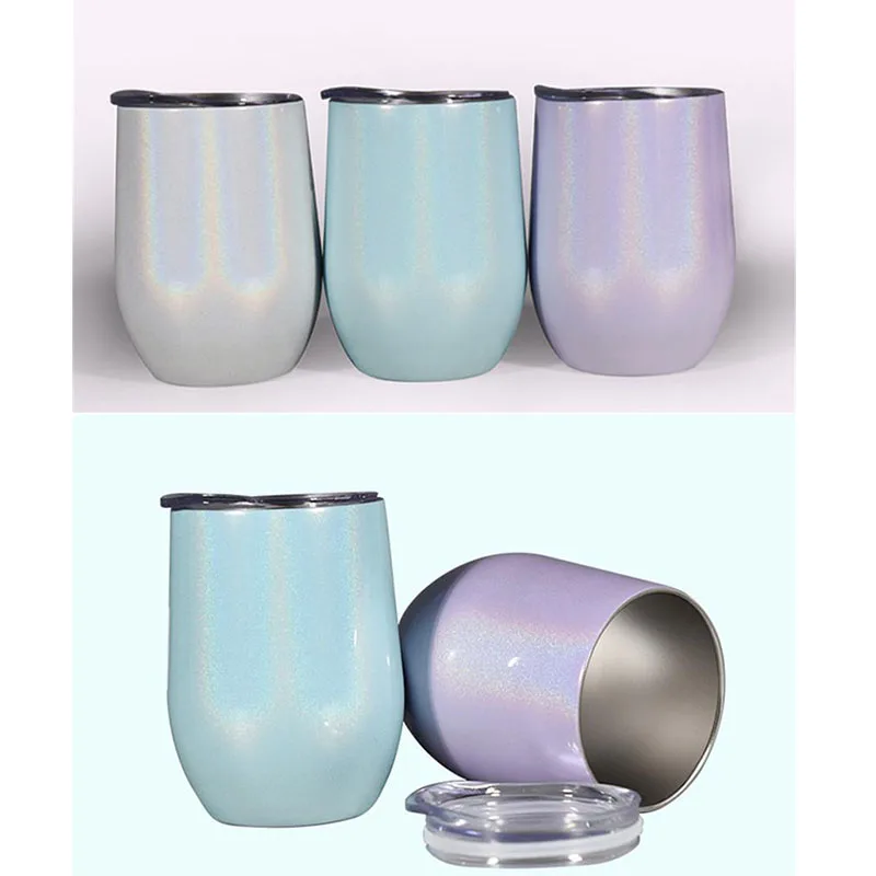 20pcs/lot Egg Shaped 12oz Glittering Wine Tumbler Mugs with Slide Lid