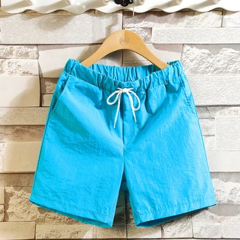

Men Shorts 2020 Men Solid Drawstring Board Shorts Men Mid Straight Knee Length Male Beach Shorts