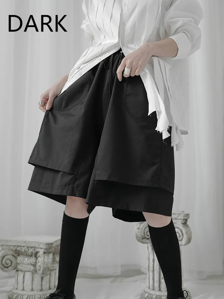 Yamamoto Wind Hepburn женские свободные широкие брюки с нишевым дизайном японские темные