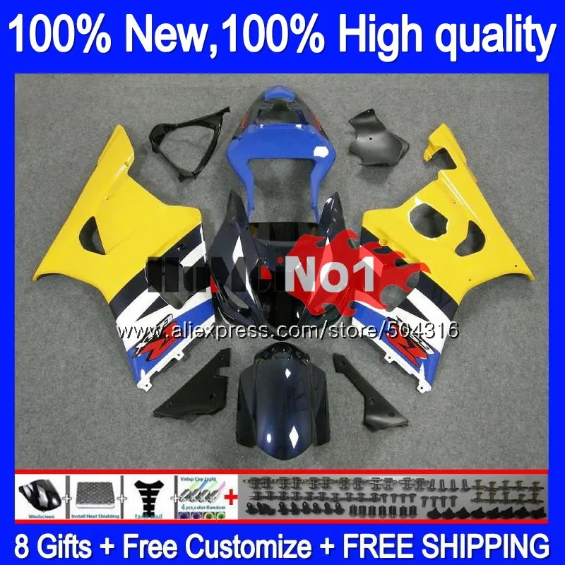 Средства ухода за кожей для SUZUKI GSXR 1000 GSXR-1000 2003 2004 20MC. 75 синего и желтого цвета GSX-R1000 K2 1000CC GSX R1000 K3 03 04 GSXR1000 03 04 обтекатель - Цвет: No. 1
