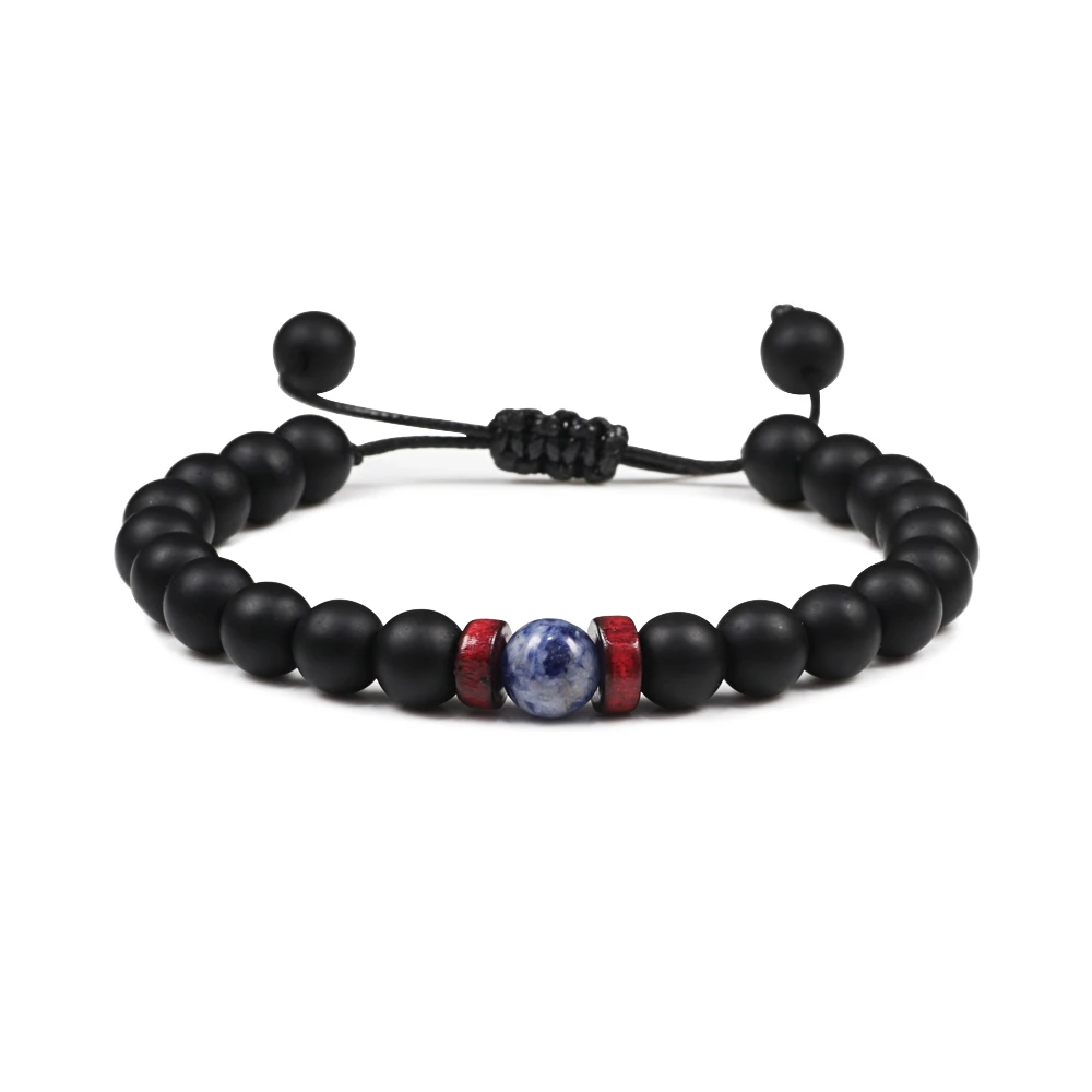 blue piont Тканый каменный браслет из бусин матовый натуральный Homme модный браслет для мужчин Деревянный аксессуар из бисера ювелирные изделия для мужчин лучший друг подарок - Окраска металла: blue piont