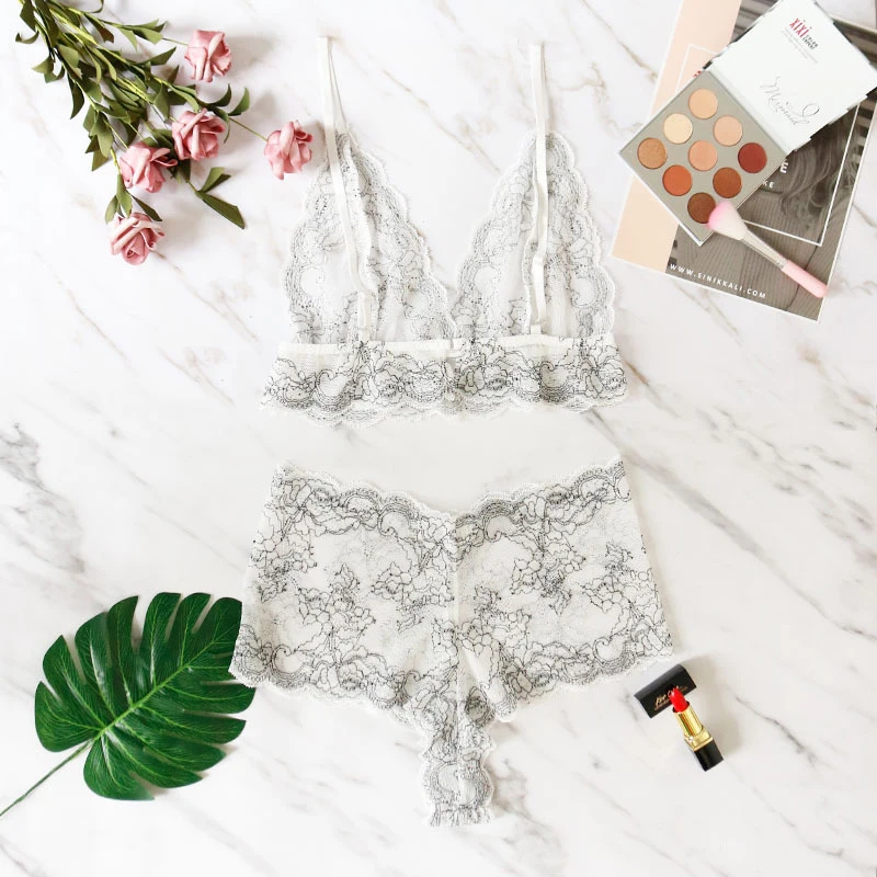 Женское нижнее белье, сексуальный кружевной комплект нижнего белья с вышивкой, бюстгальтер с бретельками, комплект нижнего белья, Белье для сна, комплект с бюстгальтером Conjunto de lenceria