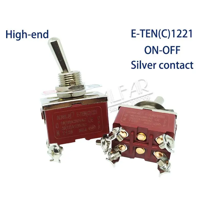 Бакелитовая E-TEN1321, высокое качество, серебряный контакт DPDT 12 мм, 15A, 250 В, AC вкл-ВКЛ, 6Pin, перезагрузка, кулисный переключатель, водонепроницаемый