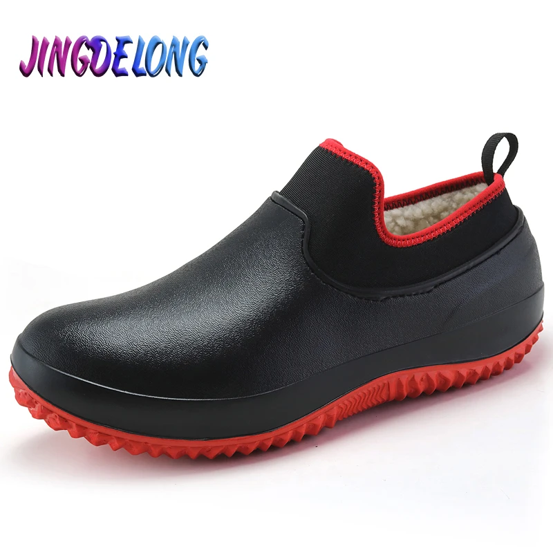 Barato Botas de lluvia para hombre, zapatos de trabajo antideslizantes, cálidas, impermeables, de goma, para invierno pBQKMzqlaQ9