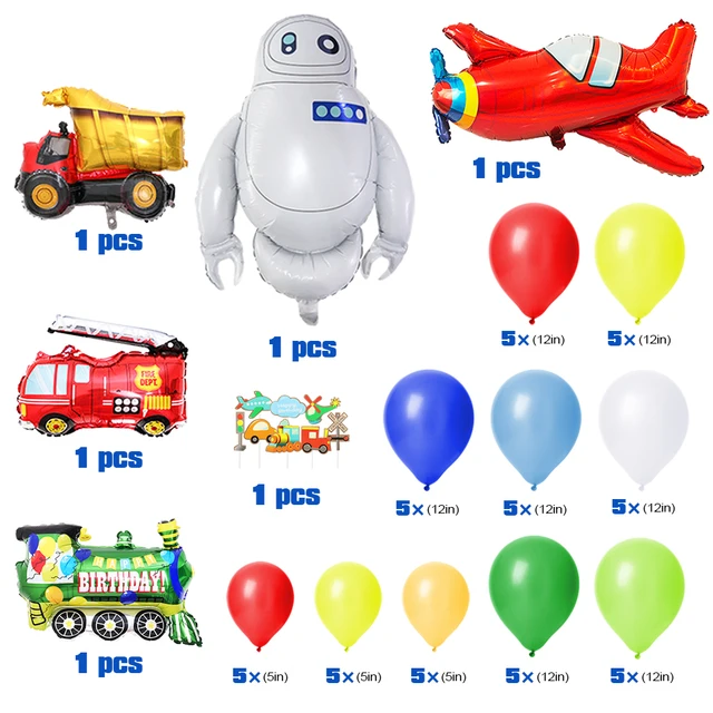 Kit Decorazione Compleanno A Tema Escavatore Per Bambini - Palloncini Oro, Nero, Giallo E Accessori Per Festa