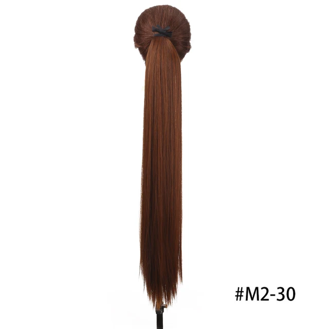 MSTN 30-Inch Synthetic Hair Fiber Heat-Resistant Straight Hair With Ponytail Fake Hair Chip-in Hair Extensions Pony Tail Wigs M2-30