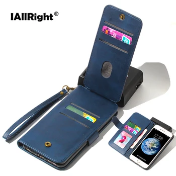 

SUEF 9 Card Package PU Leather Case For iPhone XR X XS Max 11 Pro Max 6 7 8 Plus Phone Bags Stand Wallet Lanyard Magnetic Coque