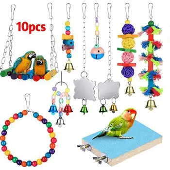 

10PCS Bird Swing Toy Hanging Parrot Chewing Perch Stand 2020 New