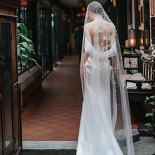 2 м Длина жемчуг свадебная вуаль тюль 1 т белая Фата невесты элегантная свадебная вуаль цвета слоновой кости свадебные вечерние вуали с гребнем