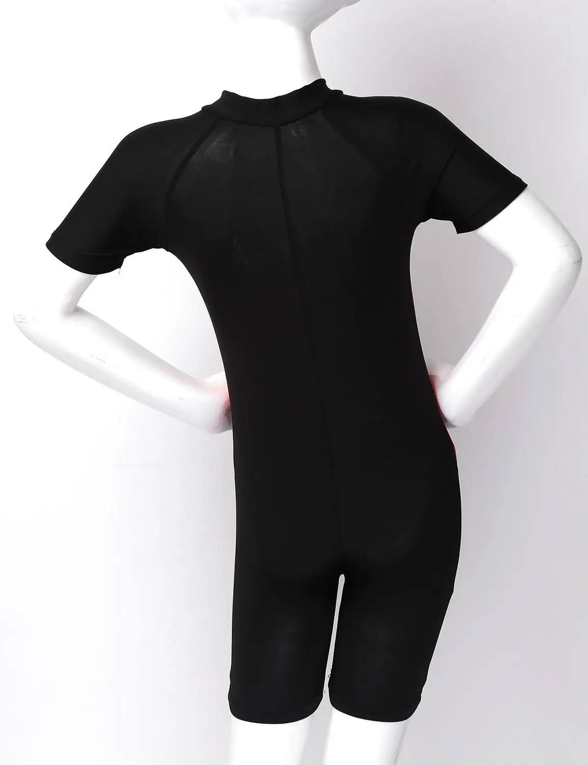 Kids Girls Swimsuits One-piece Swimwear Short Sleeves Zippered Shorty Wetsuit Swimsuit Children's Beach Bathing Suit Rash Guard