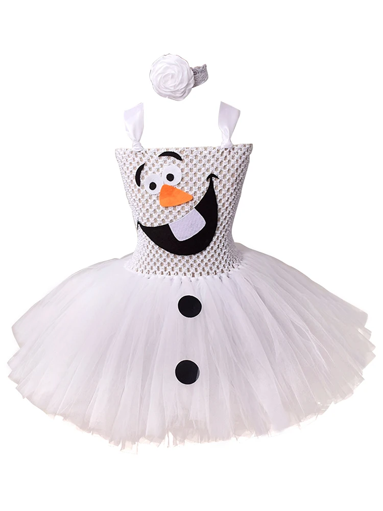 Olaf Dress Костюм снеговика Олафа для костюмированной вечеринки, костюм Эльзы, костюм Снежной королевы, 2 милых детских фатиновых платья-пачки принцессы на Рождество, день рождения - Цвет: Olaf Dress