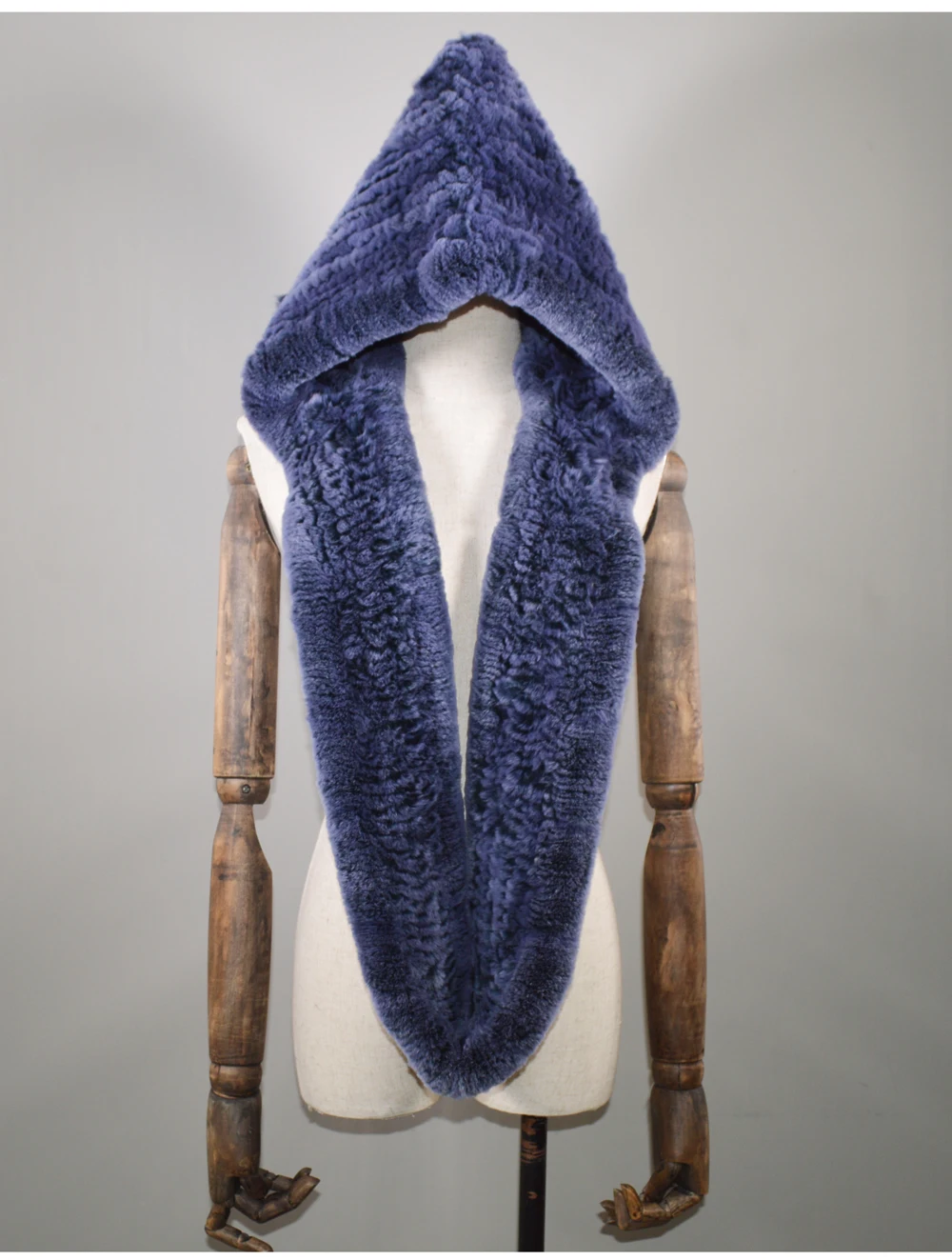Hot Sale Winter Knitted Real Rex Rabbit Fur Hat Scarf Women Rex Rabbit Fur Cap Scarves Quality Natural Rex Rabbit Fur Poncho Hat