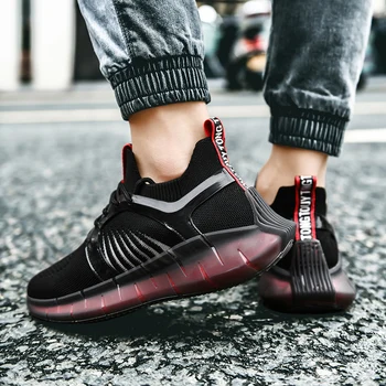 

2020 summer new flying woven breathable mesh sports casual non-slip men's shoes wild plus size running shoes men