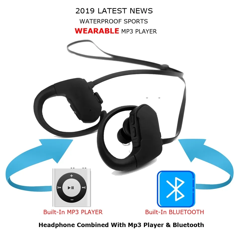 IPX8 настоящий Водонепроницаемый BT 5,0 аудио Беспроводная гарнитура Bluetooth наушники для плавания, подводного плавания, бассейна, спорта, бега, спортзала