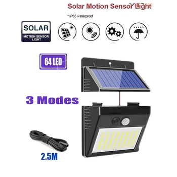 

64/30 LED Solar light 3modes solar Powered Panel PIR Motion Sensor Wall lamp Yard Fence Outdoor Path Street Garden Lights option