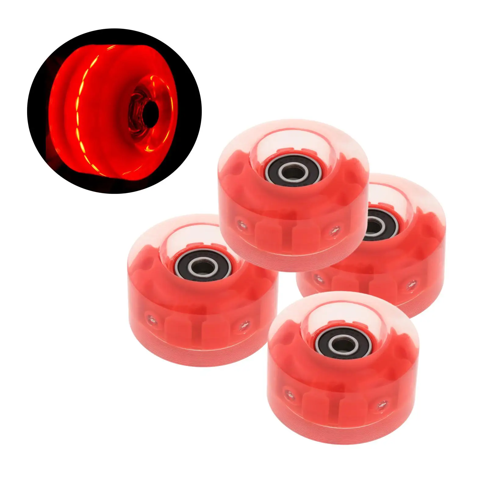 Set of 4, Luminous Light Up Quad Roller Skate Wheels with Bearings Installed -  Quad Roller Skate Wheels 32x58mm