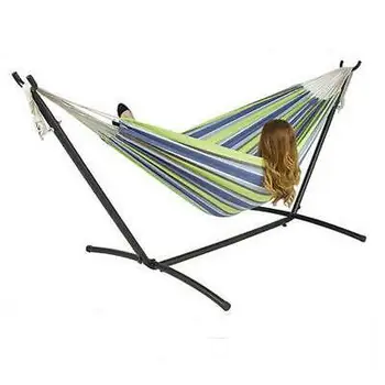 

Double Hammock /w Space Saving Steel Stand and Portable Carrying Case Patio