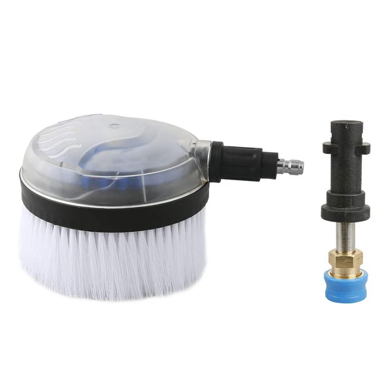 Best High Pressure Washer Rotating Wash Brush with 1/4 Inch QC, Non-Electric Automatic 360 Degree, 1/4 Inch Blue Holder Coupler