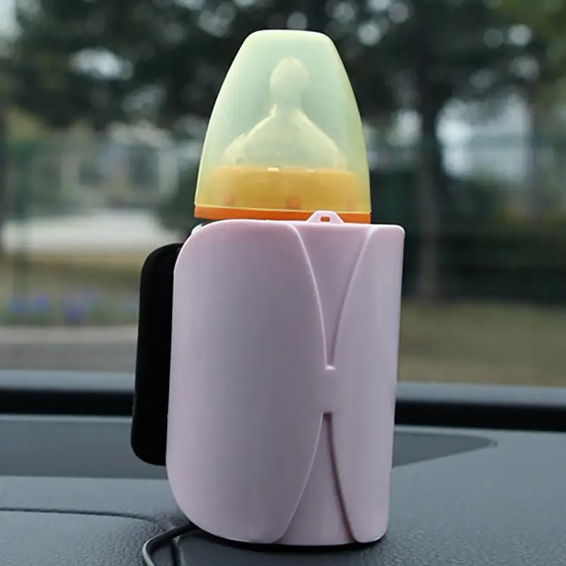 

Pink mini car thermos travel mug portable car heater beverage warm milk thermostat bag feed newborn