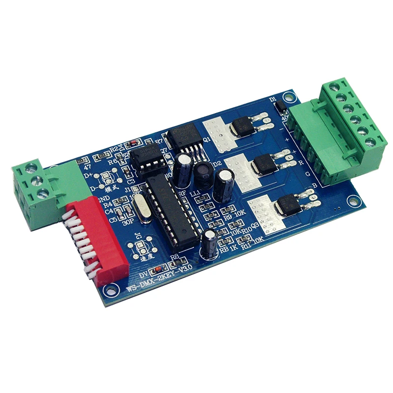 Светодиодный 3CH DMX512 декодер 3 канала * 5A 15A max контроллер DC5V-24V CMOS слива-открытая DMX