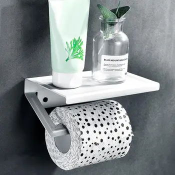 

Toilet Paper Holder Space Aluminum Mobile Phone Tissue Storage Holder Wall Mounted Bathroom Paper Roll Rack Bathroom Accessories