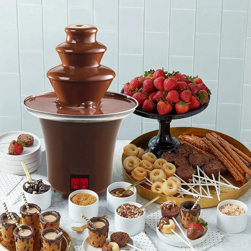 

Eu Plug Mini Chocolate Fondue, Electric Stainless Steel Fondue Pot Chocolate Melting Machine Dipping Dessert Fruits B
